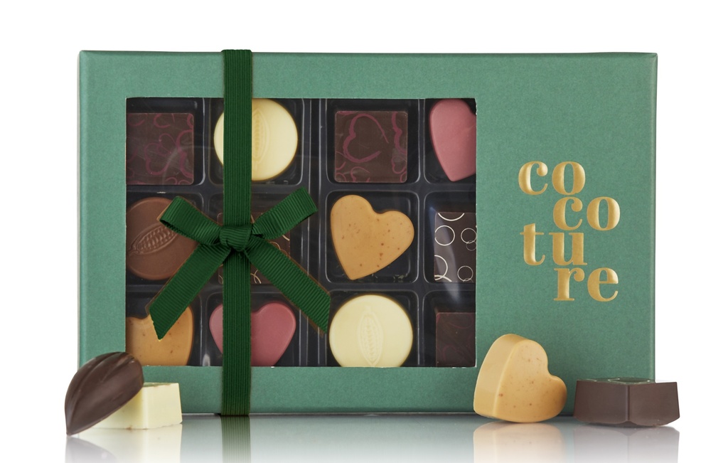 Cocoture - 14 stk. Grøn Æske Fyldte Chokolader
