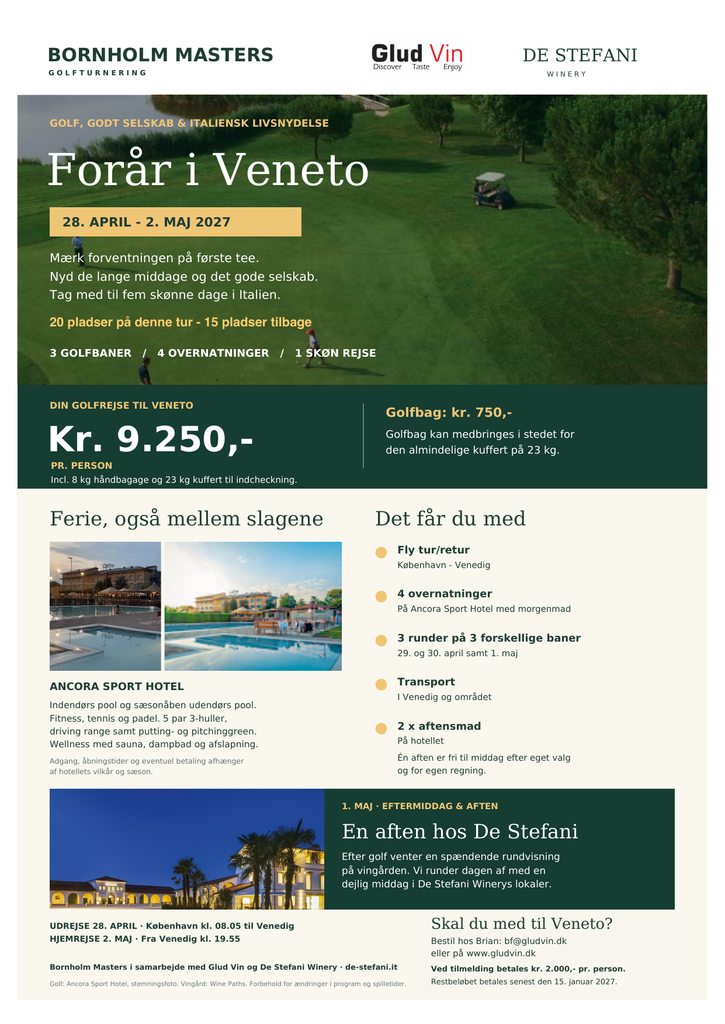Golftur Venedig med Bornholm Masters/Glud Vin/De Stefani 