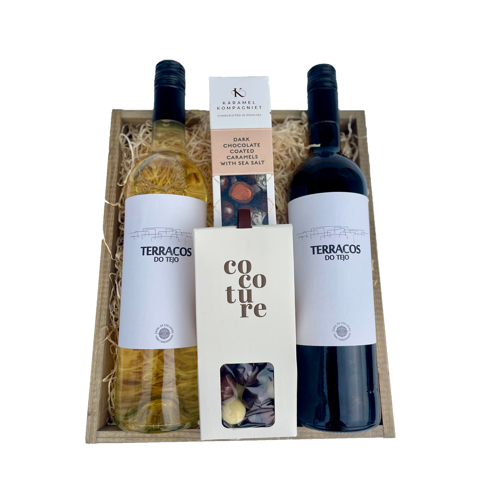 Gavekurv - Vin & Chokolade