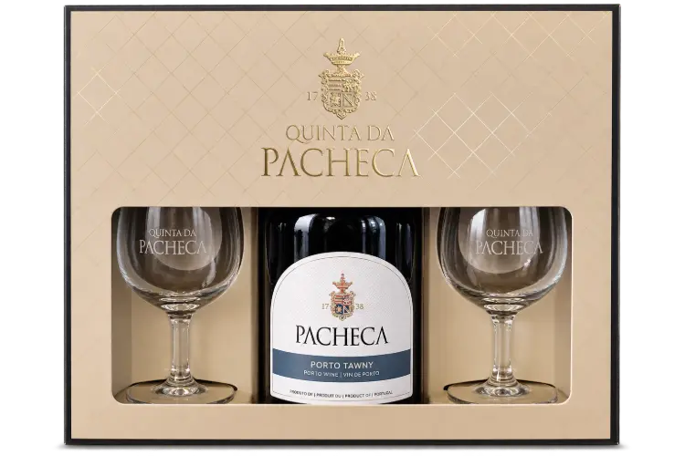 Quinta Da Pacheca - Gaveæske med 2 glas & Tawny Port