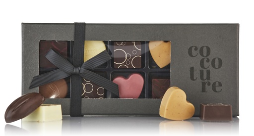 Cocoture - 9 stk. Sort Æske Fyldte Chokolader