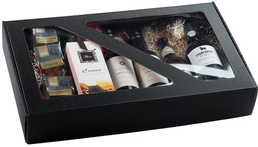 Gaveæske - Sort 6 fl. liggende bølge